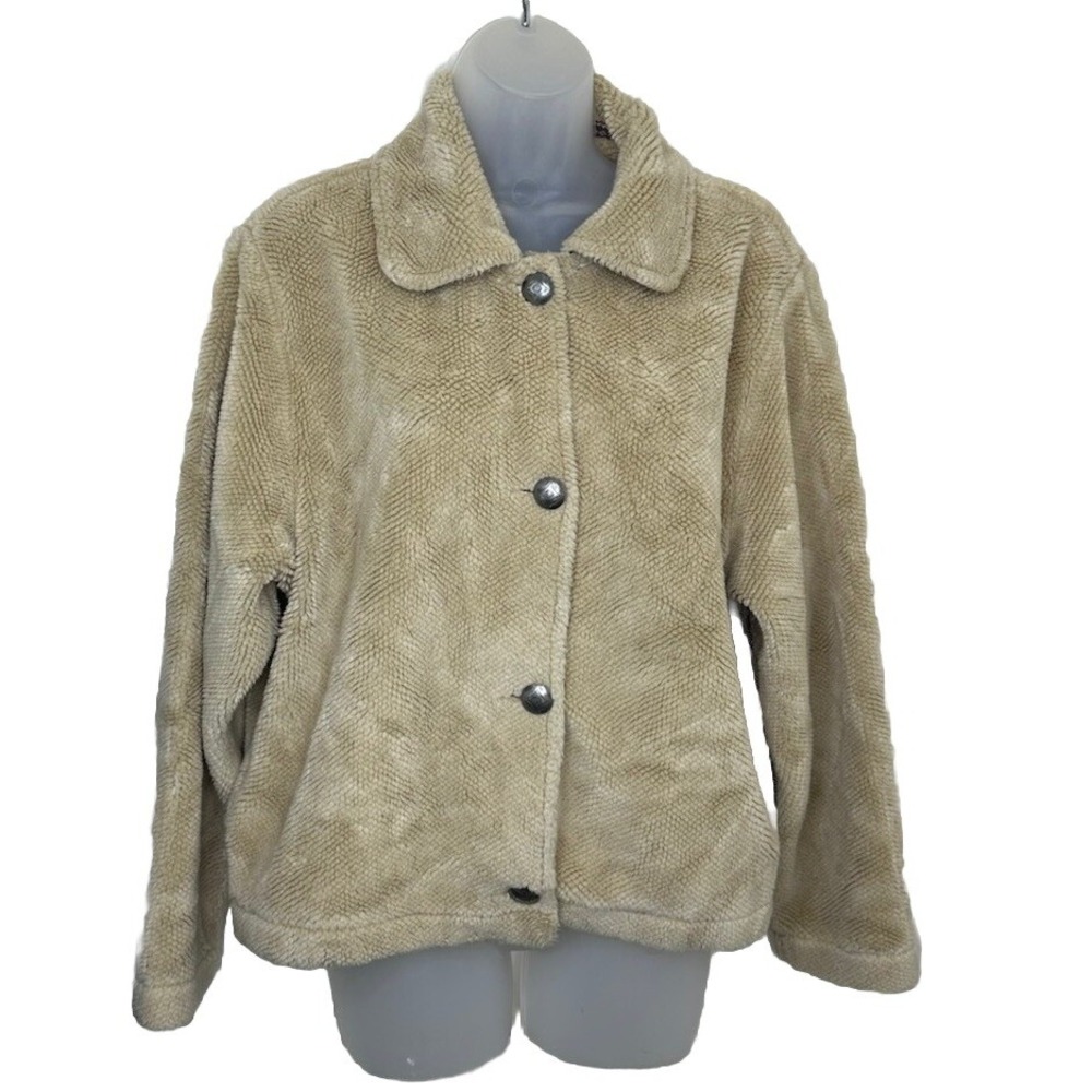 Vintage Tsunami Jacket Women Large‎ Beige Horse Equestrian Fleece Western Concho